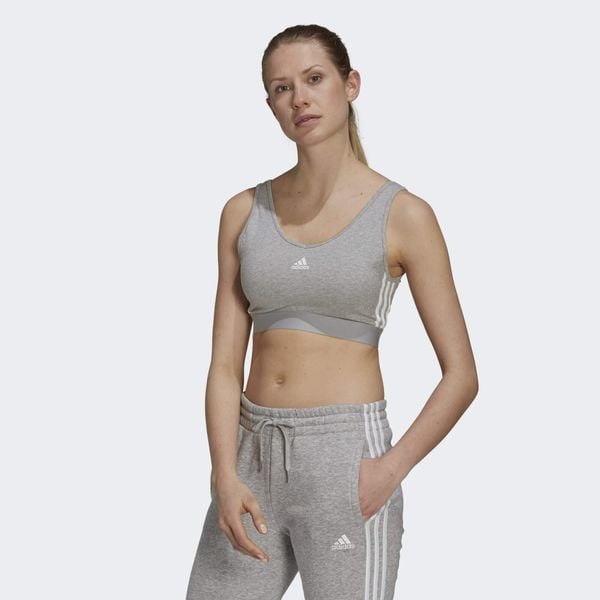 Essentials 3-Stripes Crop Top With Removable Pads. Białe topy damskie Adidas, s, bez wzorów, bez kołnierzyka. Za 117.80 zł.