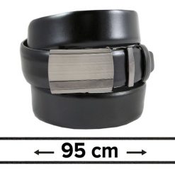 Pasek Czarny do Spodni 95 cm, Automatyczna Klamra, Skórzany, Elegancki -VICTORIO. Czarne paski męskie Victorio, bez wzorów, ze skóry, eleganckie. Za 99.00 zł.