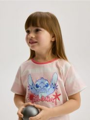 T-shirt Lilo i Stitch - wielobarwny. Koszulki dziewczęce Reserved, m, bez wzorów, z bawełny, bez ramiączek. W wyprzedaży za 22.99 zł.