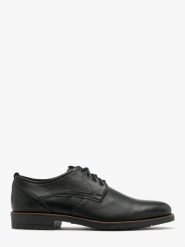 Czarne półbuty męskie DANNY. Czarne buty wizytowe męskie Ryłko, ze skóry, bez zapięcia. W wyprzedaży za 349.99 zł.