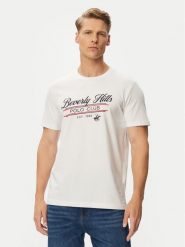 Beverly Hills Polo Club T-Shirt P-SS26M-TS1302 Biały Regular Fit. Białe koszulki polo męskie Beverly Hills Polo Club, m, bez wzorów, z bawełny, bez ramiączek. Za 149.99 zł.