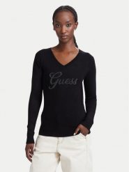 Guess Sweter W6YR29 Z0977 Czarny Regular Fit. Czarne swetry klasyczne damskie Guess, l, z wiskozy, bez kołnierzyka. Za 344.99 zł.