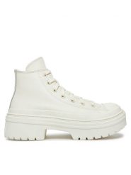 Converse Trzewiki Chuck Taylor All Star Lugged Heel Leather Platform A10370C Biały. Białe botki damskie Converse, ze skóry, retro, bez obcasa, na płaskiej podeszwie, bez zapięcia. Za 368.07 zł.
