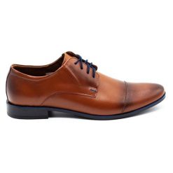 Lukas Buty męskie wizytowe 288 brązowe. Brązowe buty wizytowe męskie z jeansu, bez zapięcia. Za 367.89 zł.