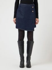 YAS Spódnica dżinsowa "Lisana" w kolorze granatowym rozmiar: 40. Niebieskie spódniczki damskie YAS, bez wzorów, z bawełny, z podwyższonym stanem, mini. Za 136.78 zł.