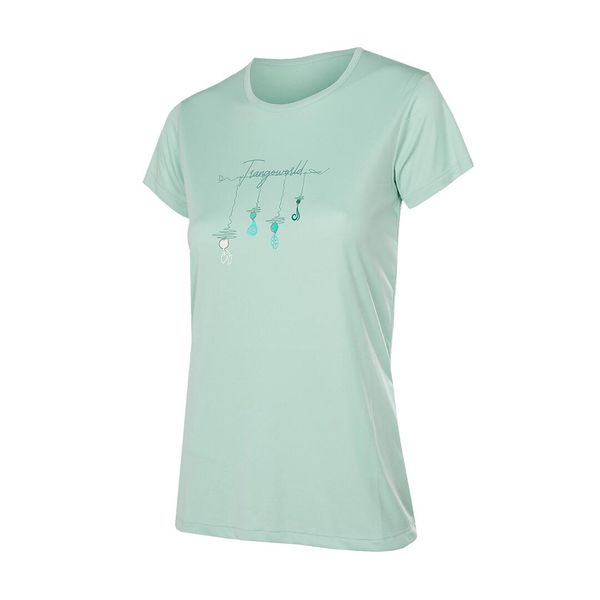 Koszulka Trangoworld Zalabi. Zielone bluzki damskie trangoworld, bez wzorów, sportowe, bez kołnierzyka, bez ramiączek. W wyprzedaży za 96.35 zł.