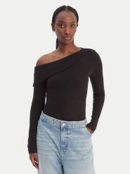 Guess Top W6RP15 KD012 Czarny Slim Fit. Czarne topy damskie Guess, s, z aplikacjami, z wiskozy, bez ramiączek. Za 269.99 zł.