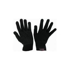 Rękawiczki jeździeckie dzianinowe Tricot. Czarne rękawiczki damskie FOUGANZA, bez wzorów, z dzianiny. Za 12.99 zł.