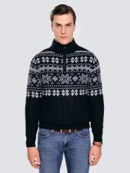 Sweter męski ze skandynawskim wzorem granatowy Kevino 403. Niebieskie swetry męskie Big Star, l, bez wzorów, z dzianiny, bez kołnierzyka. Za 229.99 zł.