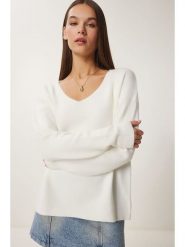 Happiness Istanbul Sweter w kolorze białym rozmiar: onesize. Białe swetry klasyczne damskie Happiness Istanbul, ze splotem, bez kołnierzyka. Za 73.99 zł.