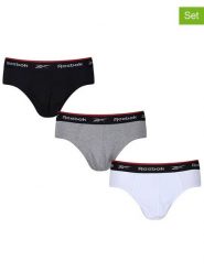 Reebok Slipy (3 pary) "Wiggins" w kolorze czarnym, szarym i białym rozmiar: L. Białe slipki męskie Reebok, bez wzorów. Za 56.53 zł.