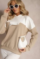 Beżowa Bawełniana Bluza z Kapturem i Łańcuszkiem Ambriella. Brązowe bluzy z kapturem damskie Renee, z bawełny. Za 89.99 zł.