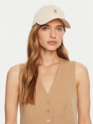 Tommy Hilfiger Czapka z daszkiem AW0AW16843 Écru. Czapki z daszkiem damskie Tommy Hilfiger, bez wzorów, z bawełny. Za 139.99 zł.