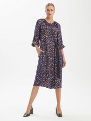 BGN Sukienka w kolorze fioletowo-czarno-pomarańczowym rozmiar: 38. Czarne sukienki damskie BGN, na co dzień, bez wzorów, z wiskozy, klasyczne, bez kołnierzyka, bez ramiączek, midi, proste. Za 147.91 zł.