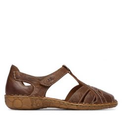Sandały Josef Seibel. Brązowe sandały damskie Josef Seibel, bez wzorów, bez obcasa, na płaskiej podeszwie. Za 339.99 zł.