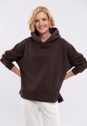 Bluza oversize B-VENA. Brązowe bluzy z kapturem damskie Volcano, s, z bawełny. Za 159.99 zł.