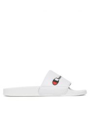 Champion Klapki Slide Varsity S11544-CHA-WW001 Biały. Białe kalosze damskie CHAMPION, bez wzorów, ze skóry. Za 109.99 zł.