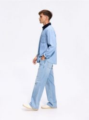 Jeansy bootcut z efektem sprania - niebieski. Niebieskie jeansy męskie Reserved. Za 159.99 zł.