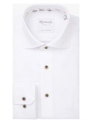 Michaelis Koszula - Slim fit - w kolorze białym rozmiar: 45. Białe koszule męskie Michaelis, bez wzorów, z bawełny, bez kołnierzyka, bez ramiączek. Za 188.80 zł.