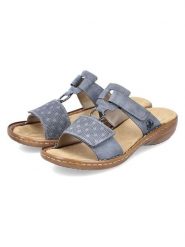 Rieker Klapki w kolorze błękitnym rozmiar: 41. Niebieskie klapki damskie Rieker, bez wzorów, bez obcasa, na koturnie. Za 146.28 zł.