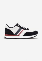 Biało-Granatowe Buty Sportowe Phelile. Niebieskie buty sportowe na co dzień męskie Born2be, z jeansu, bez zapięcia. Za 49.99 zł.
