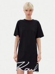 KARL LAGERFELD Sukienka codzienna A1W13001 Czarny Regular Fit. Czarne sukienki damskie Karl Lagerfeld, na co dzień, l, bez wzorów, z bawełny, bez kołnierzyka, bez ramiączek, proste. Za 519.99 zł.