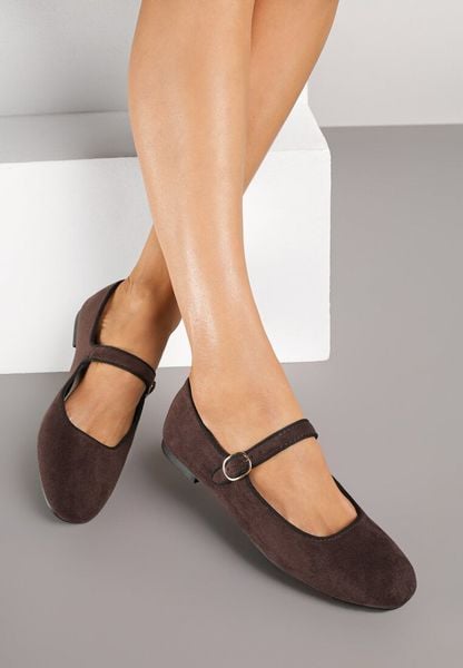 Brązowe Balerinki Vices z Wkładką ze Skóry Naturalnej i Paskiem Nalisare. Brązowe baleriny damskie Renee, bez wzorów, ze skóry, bez obcasa. Za 44.99 zł.