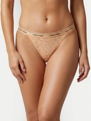 Calvin Klein Dół od bikini LV00QD5213 Beżowy. Brązowe bikini damskie CALVIN KLEIN, bez wzorów. Za 79.99 zł.