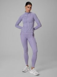 Legginsy treningowe szybkoschnące damskie z kieszeniami. Fioletowe legginsy damskie 4f, l, bez wzorów, z dzianiny. Za 179.99 zł.