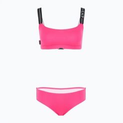 Strój kapielowy dwuczęściowy damski EA7 Emporio Armani Logo Tape Bikini Top. Czerwone bikini damskie EA7 Emporio Armani, z aplikacjami. Za 266.99 zł.