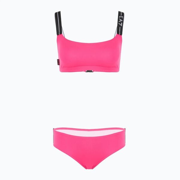 Strój kapielowy dwuczęściowy damski EA7 Emporio Armani Logo Tape Bikini Top. Czerwone bikini damskie EA7 Emporio Armani, z aplikacjami. Za 266.99 zł.