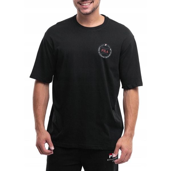 Koszulka Mężczyzna Fila T-shirt Bluzka z Krótkim Rękawem Sportowa Bawełna XXL. Czarne t-shirty męskie Fila, m, z bawełny, bez ramiączek. Za 100.00 zł.