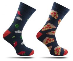 Skarpetki Męskie, Granatowe w Pizzę, Fast Food, Asymetryczne, Casualowe -HIS STORY. Niebieskie skarpetki męskie His Story, bez wzorów, z bawełny. Za 19.90 zł.