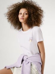 Pepe Jeans Koszulka "Amanda" w kolorze białym rozmiar: M. Białe bluzki damskie Pepe Jeans, m, bez wzorów, z bawełny, bez kołnierzyka, bez ramiączek. Za 127.35 zł.