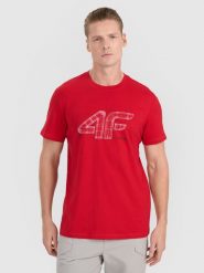 4F T-shirt regular z nadrukiem męski - czerwony XXL. Czerwone t-shirty męskie 4f, m, bez wzorów, z bawełny, bez kołnierzyka. Za 59.99 zł.