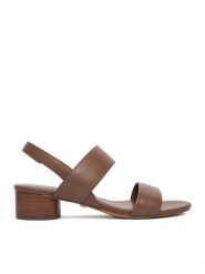 GINO ROSSI Sandały C-LP355740-1 Brązowy. Brązowe sandały damskie Gino Rossi, bez wzorów, ze skóry, bez obcasa, na słupku. Za 299.99 zł.