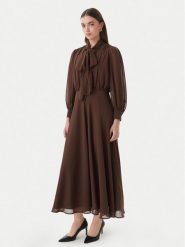 Marella Sukienka koktajlowa Giovane 2613221093 Brązowy Regular Fit. Brązowe sukienki damskie Marella, bez wzorów, z syntetyku, wizytowe, bez kołnierzyka, bez ramiączek. Za 1,349.00 zł.