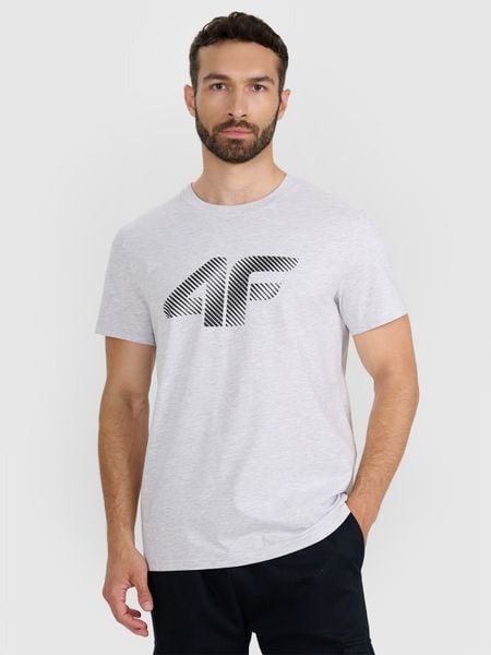 4F T-shirt regular z nadrukiem męski - szary 3XL. Szare t-shirty męskie 4f, m, bez wzorów, z bawełny, bez kołnierzyka. W wyprzedaży za 39.99 zł.