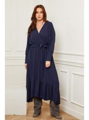 Plus Size Company Sukienka w kolorze granatowym rozmiar: 48. Niebieskie sukienki damskie Plus Size Company, plus size, bez wzorów, z tkaniny, klasyczne, bez kołnierzyka, plus size, bez ramiączek, maxi, rozkloszowane. Za 74.28 zł.