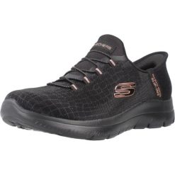 Buty SKECHERS SUMMITS-CLASSY NIGHT SLIP-INS Czarny. Czarne trampki i tenisówki damskie Skechers, bez wzorów, z tkaniny. Za 294.99 zł.