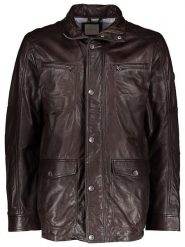 Bugatti Skórzana kurtka w kolorze ciemnobrązowym rozmiar: 48. Brązowe kurtki męskie Bugatti, bez wzorów, ze skóry, bez kaptura. Za 991.99 zł.