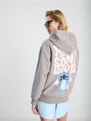 Bluza z kapturem Stitch - szary. Szare bluzy z kapturem damskie Sinsay, l. Za 49.99 zł.