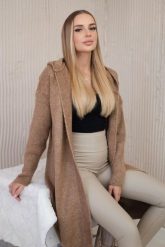 Sweter Kardigan z kapturem camelowy. Brązowe kardigany damskie KESI, l, bez wzorów, z lycry. Za 218.51 zł.