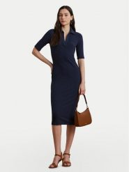 LAUREN RALPH LAUREN Sukienka dzianinowa 200973609001 Granatowy Slim Fit. Niebieskie sukienki damskie Lauren Ralph Lauren, xl, bez wzorów, z dzianiny, bez kołnierzyka, bez ramiączek. Za 679.99 zł.
