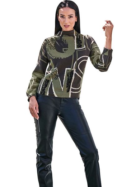 Heine Sweter w kolorze khaki rozmiar: 50. Brązowe golfy damskie Heine, z bawełny, bez kołnierzyka. Za 95.69 zł.