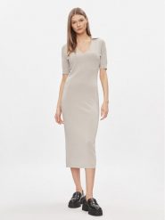 Calvin Klein Sukienka dzianinowa K20K206519 Beżowy Regular Fit. Brązowe sukienki damskie CALVIN KLEIN, s, bez wzorów, z bawełny, bez kołnierzyka, bez ramiączek. Za 449.99 zł.