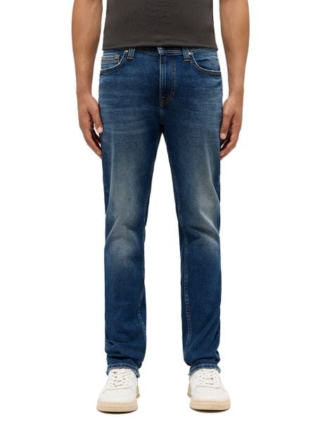 Męskie Spodnie jeansowe Mustang Style Vegas Slim Denim Blue 1015859 5000 684. Niebieskie spodnie materiałowe męskie Mustang, bez wzorów, z denimu. Za 219.99 zł.