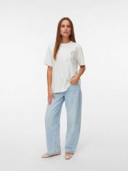 Vero Moda Koszulka w kolorze białym rozmiar: L. Białe bluzki damskie Vero Moda, l, bez wzorów, z bawełny, bez kołnierzyka. Za 93.51 zł.