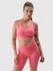 4F Legginsy kolarki treningowe z materiału z recyklingu damskie - koralowe S. Czerwone legginsy damskie 4f, l, bez wzorów, z dzianiny. W wyprzedaży za 59.99 zł.