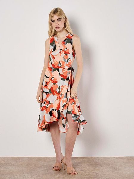 Apricot Sukienka ze wzorem rozmiar: XL. Pomarańczowe sukienki damskie Apricot, na co dzień, xl, bez wzorów, z wiskozy, z asymetrycznym kołnierzem, bez ramiączek, maxi, asymetryczne. Za 88.64 zł.